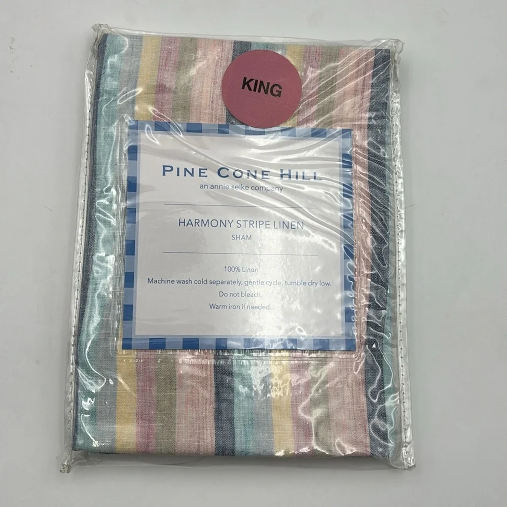 Pine Cone Hill Harmony Stripe Linen King Duvet and Sham